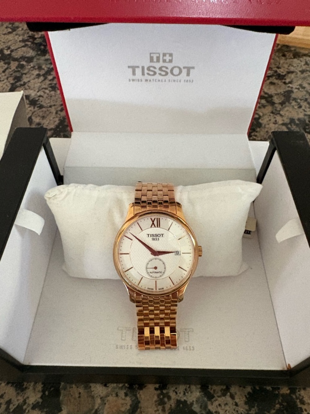 Tissot Rose Gold and White Classic Dress Watch